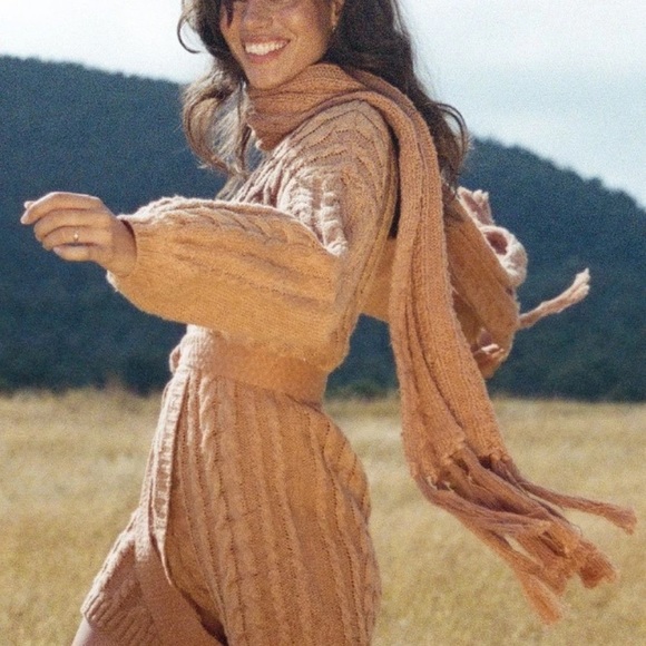 Spell Yellowstone Knit Scarf in Caramel - Picture 6 of 14